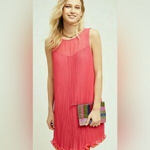 Maeve layered pleated dress, pink/orange, size 6